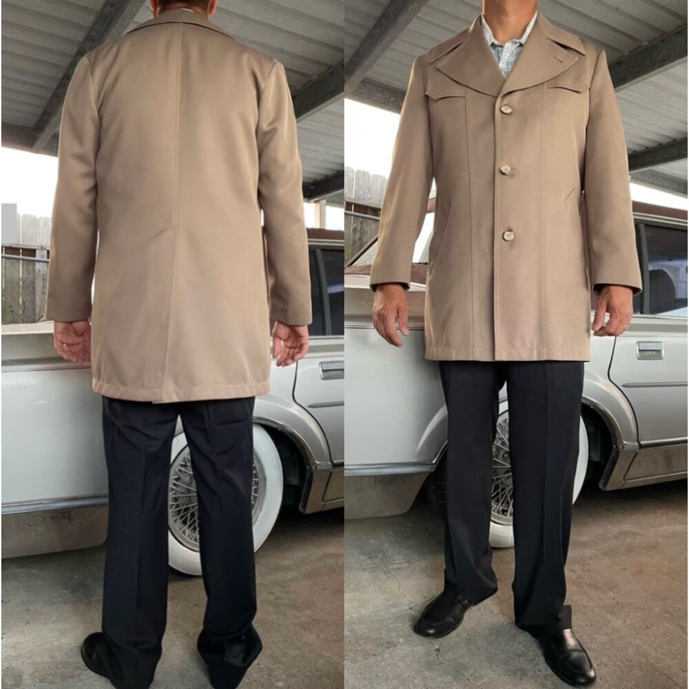 🔥Vintage Grais All Weather Coat Faux Fur Lined Beige Preppy Classic Men 38R -ML